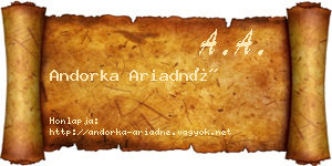 Andorka Ariadné névjegykártya